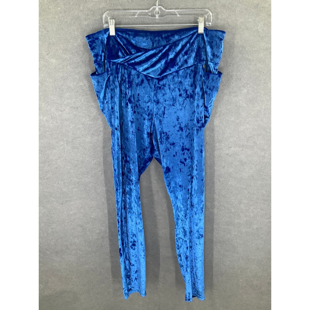 Fabletics Blue Crushed Velvet High Waisted Pocket Leggings Women's 4X Plus